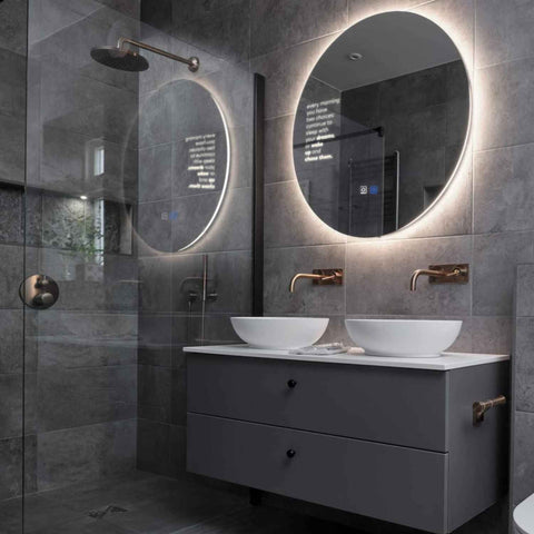 LED Spiegel Rund | Touch-Schalter | Anti-Beschlag-Funktion | Neutralweißes Licht - Reyze Seria Motivated Model 2