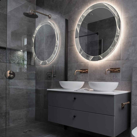 LED Spiegel Rund | Wandschalter-Steuerung | Neutralweißes Licht - Reyze Seria Simetria Model 2