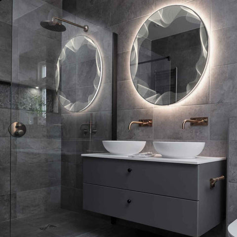 LED Spiegel Rund | Wandschalter-Steuerung | Neutralweißes Licht - Reyze Seria Simetria Model 3