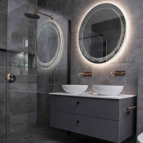 LED Spiegel Rund | Wandschalter-Steuerung | Neutralweißes Licht - Reyze Seria Simetria Model 8