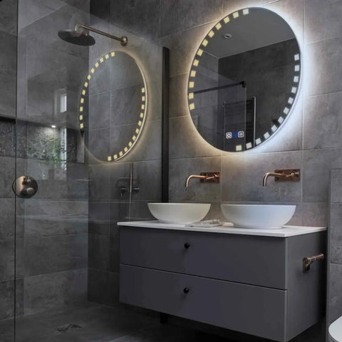 LED Spiegel Rund | Touch-Schalter | Anti-Beschlag-Funktion | Einstellbare Farbtemperatur - Reyze Seria Edge Model 6