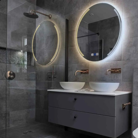 LED Spiegel Rund | Touch-Schalter | Anti-Beschlag-Funktion | Einstellbare Farbtemperatur - Reyze Seria Edge Model 7