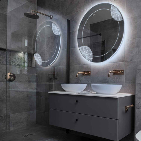 LED Spiegel Rund | Wandschalter-Steuerung | Kaltweißes Licht - Reyze Seria Good Vibes Model 7