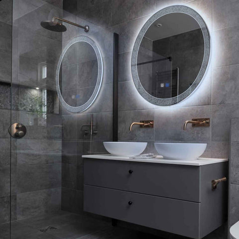 LED Spiegel Rund | Touch-Schalter | Anti-Beschlag-Funktion | Kaltweißes Licht - Reyze Seria Simetria Model 5