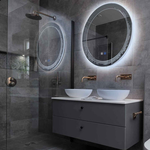 LED Spiegel Rund | Touch-Schalter | Anti-Beschlag-Funktion | Kaltweißes Licht - Reyze Seria Simetria Model 8