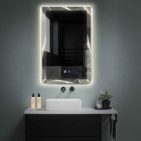 LED Spiegel Vertikal | Touch-Schalter | Anti-Beschlag-Funktion | Neutralweißes Licht - Reyze Seria Simetria Model 2