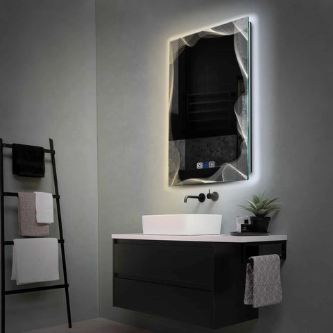 LED Spiegel Vertikal | Touch-Schalter | Anti-Beschlag-Funktion | Einstellbare Farbtemperatur - Reyze Seria Simetria Model 3