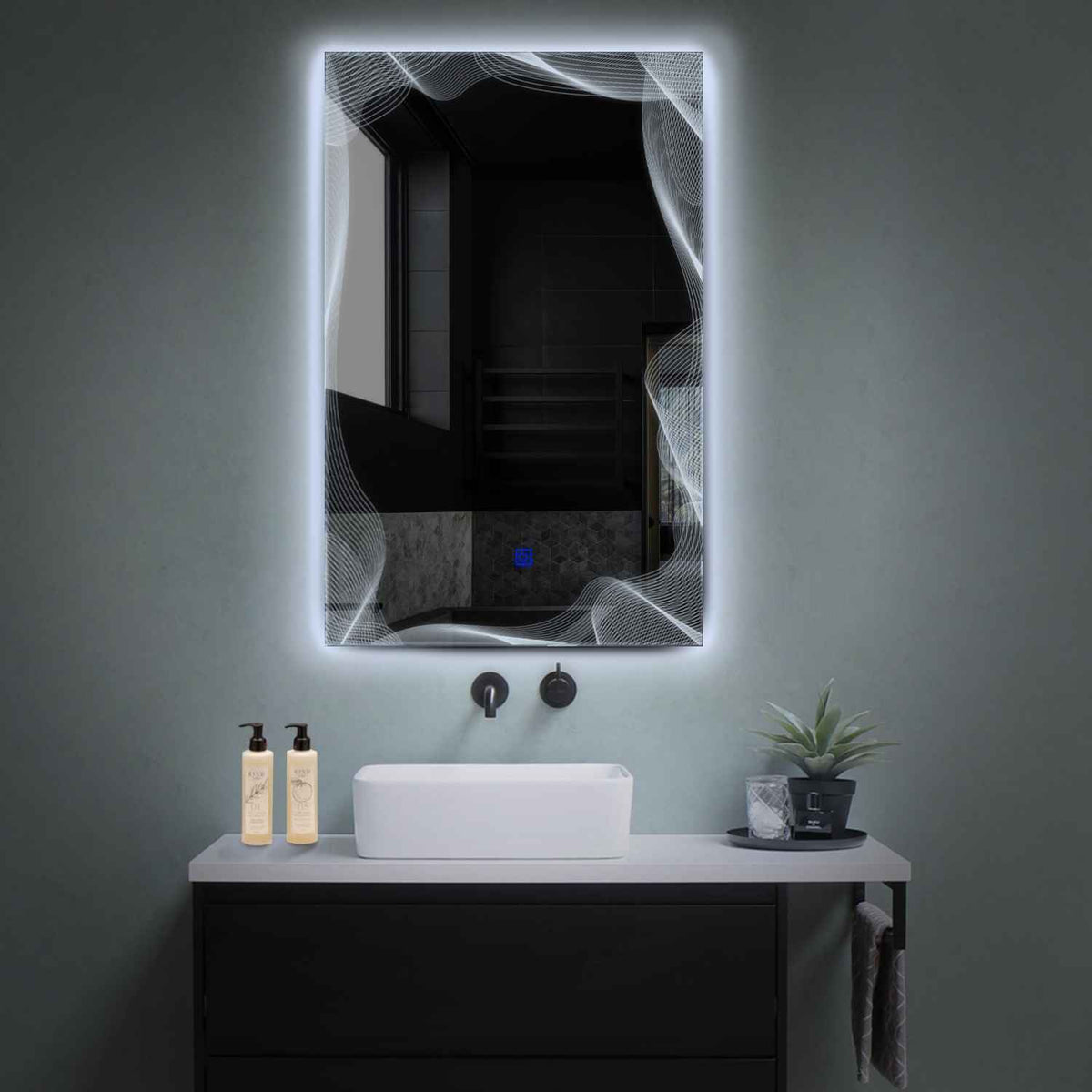 LED Spiegel Vertikal | Touch-Schalter | Kaltweißes Licht - Reyze Seria Simetria Model 3