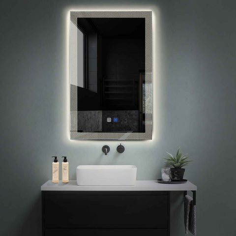 LED Spiegel Vertikal | Touch-Schalter | Anti-Beschlag-Funktion | Neutralweißes Licht - Reyze Seria Simetria Model 4