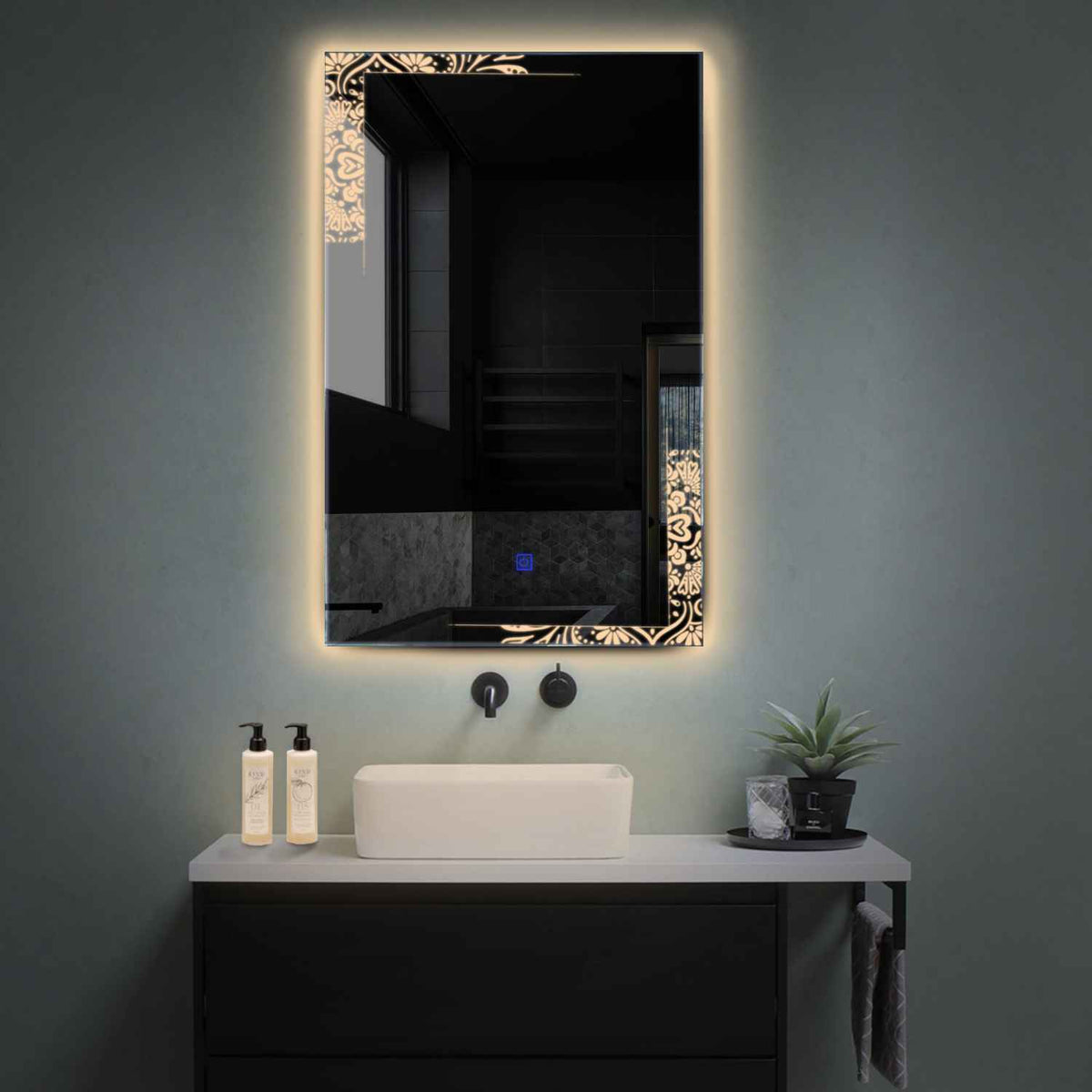 LED Spiegel Vertikal | Touch-Schalter | Warmweißes Licht - Reyze Seria Good Vibes Model 4