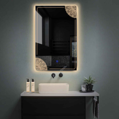 LED Spiegel Vertikal | Touch-Schalter | Warmweißes Licht - Reyze Seria Good Vibes Model 7