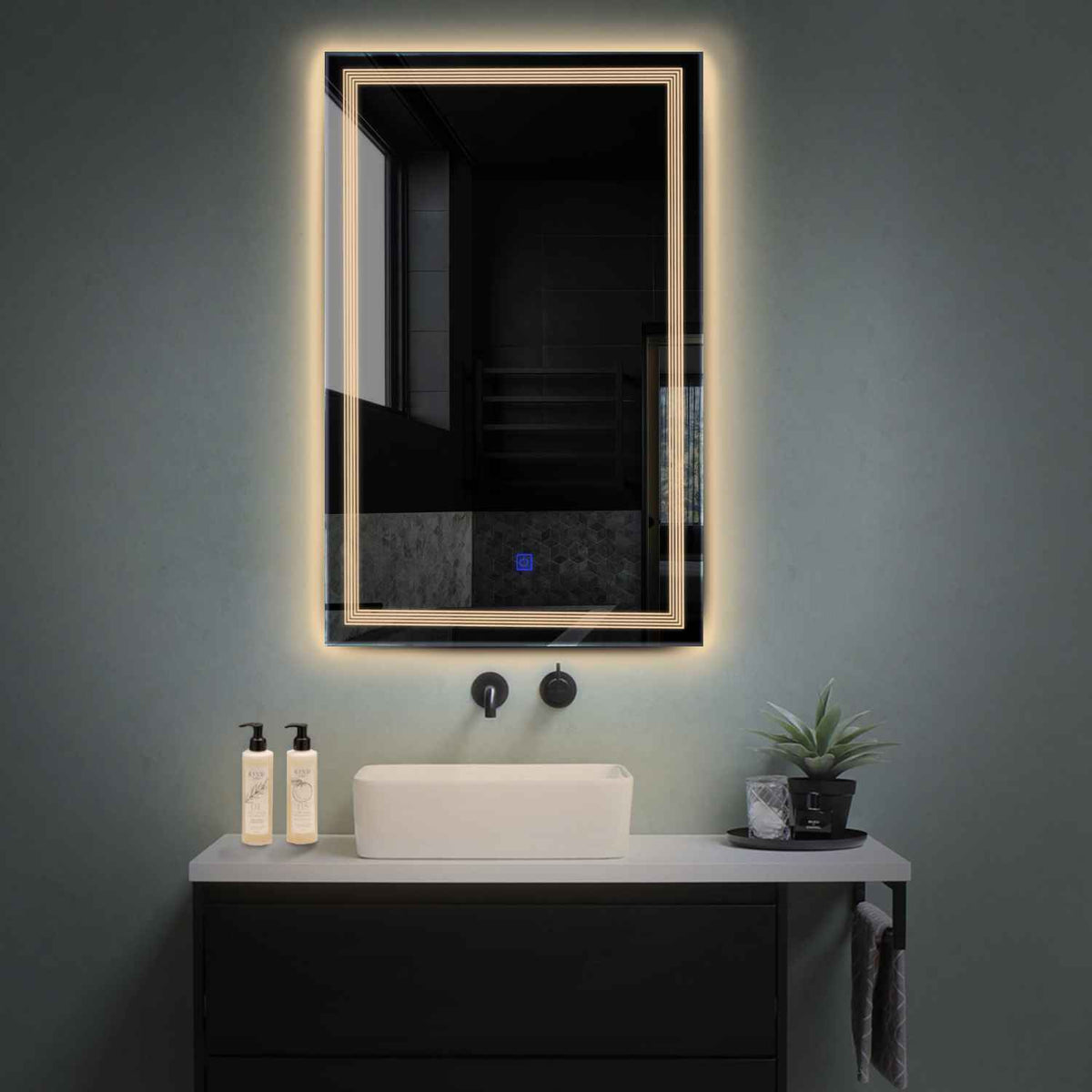 LED Spiegel Vertikal | Touch-Schalter | Warmweißes Licht - Reyze Seria Minimal Model 1