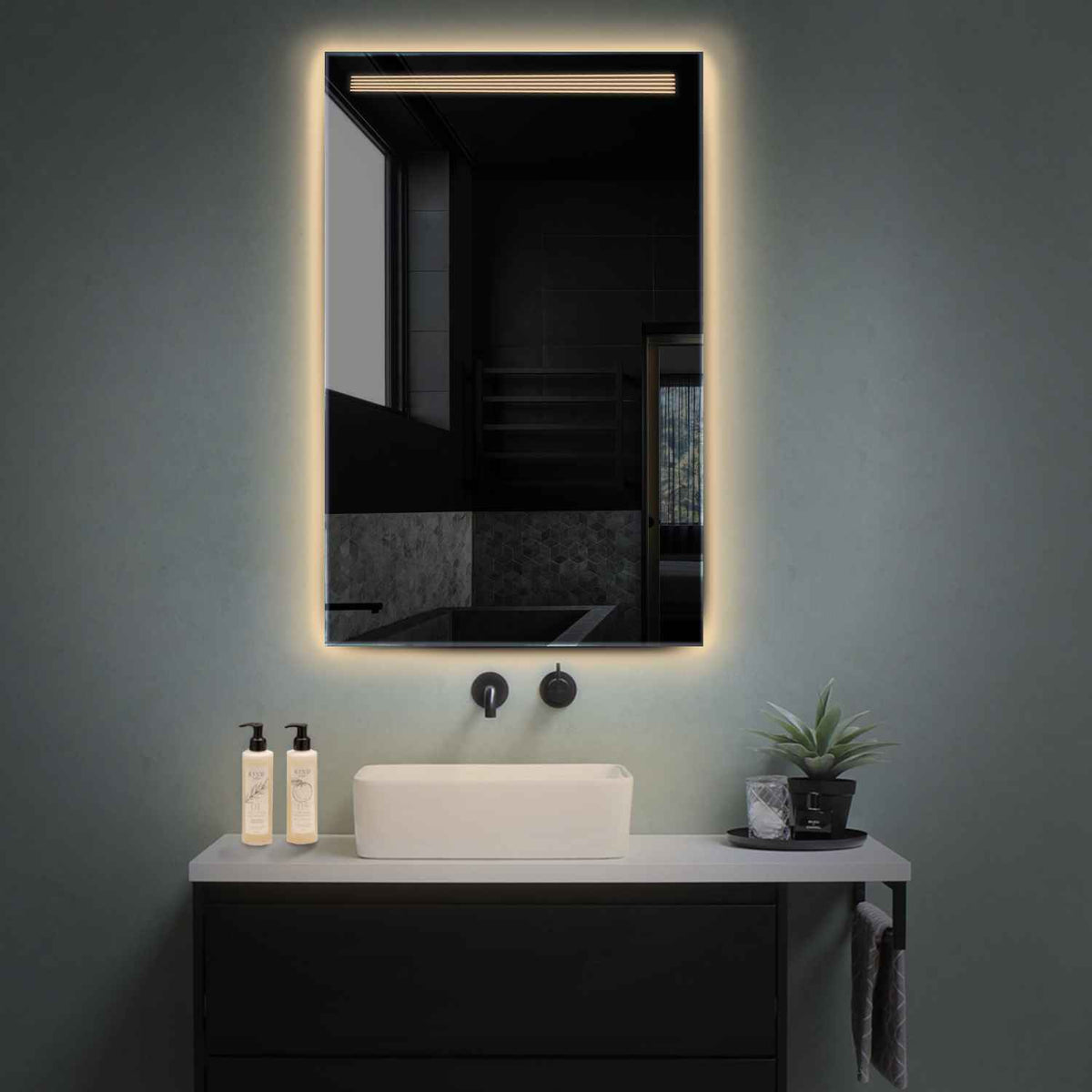 LED Spiegel Vertikal | Wandschalter-Steuerung | Warmweißes Licht - Reyze Seria Minimal Model 5