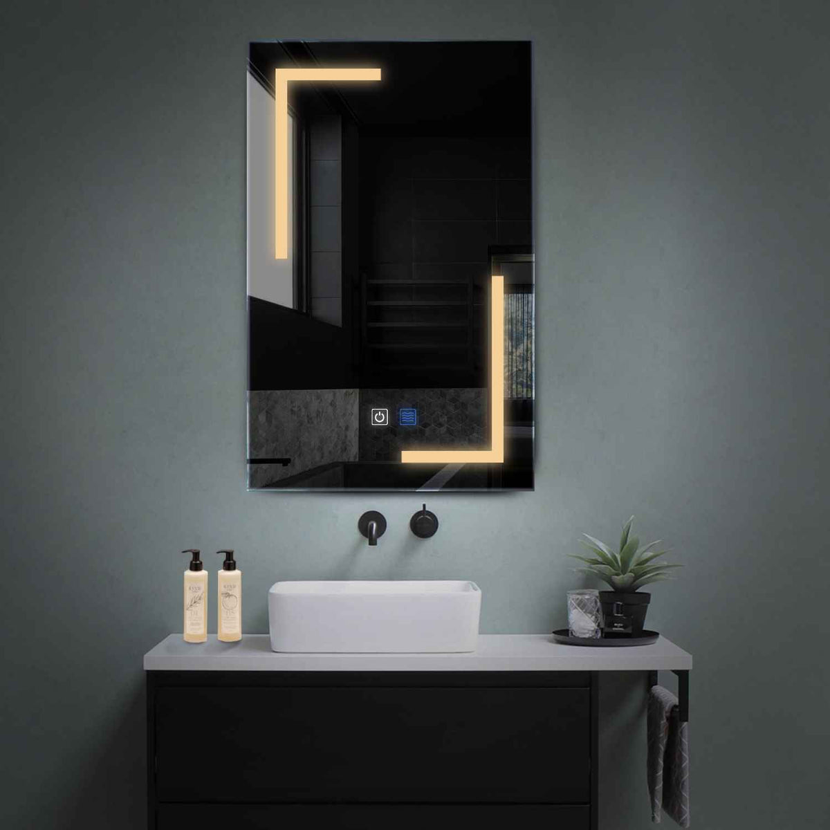 LED Spiegel Vertikal | Touch-Schalter | Anti-Beschlag-Funktion | Warmweißes Licht - Reyze Seria Salono Model 3