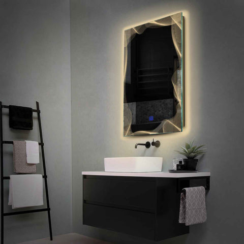 LED Spiegel Vertikal | Touch-Schalter | Warmweißes Licht - Reyze Seria Simetria Model 3