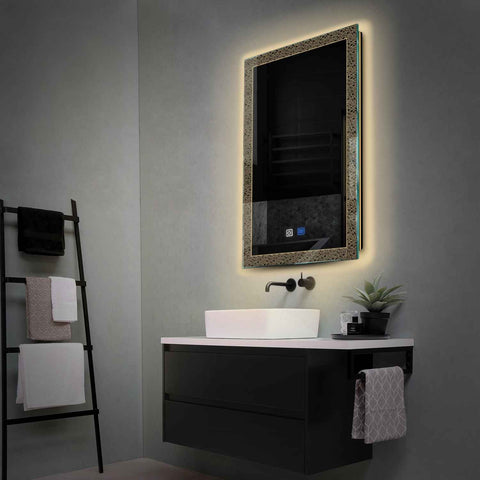 LED Spiegel Vertikal | Touch-Schalter | Anti-Beschlag-Funktion | Warmweißes Licht - Reyze Seria Simetria Model 5