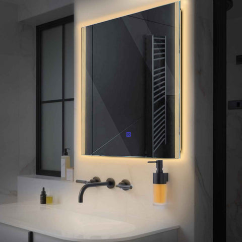 LED Spiegel Quadratisch | Touch-Schalter | Warmweißes Licht - Reyze Seria Edge Model 7