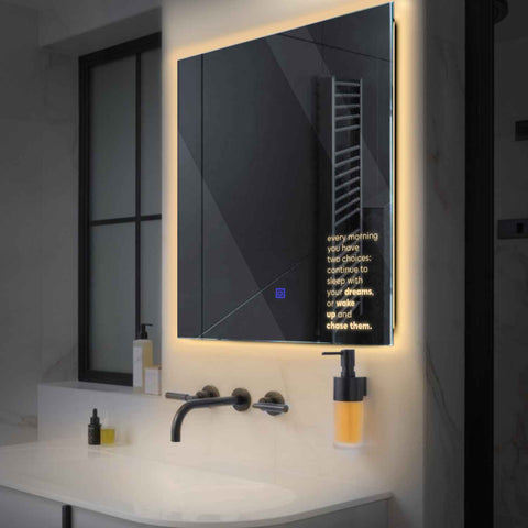 LED Spiegel Quadratisch | Touch-Schalter | Warmweißes Licht - Reyze Seria Motivated Model 2