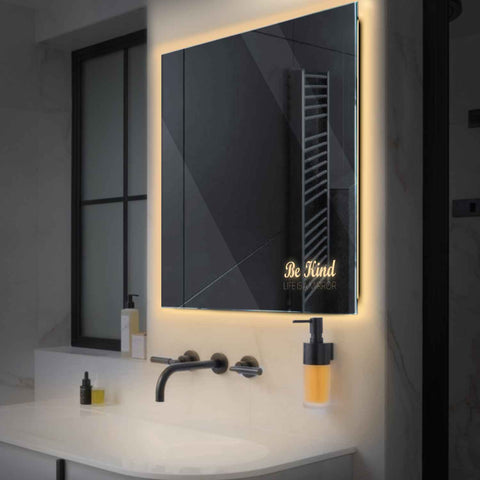 LED Spiegel Quadratisch | Wandschalter-Steuerung | Warmweißes Licht - Reyze Seria Motivated Model 6