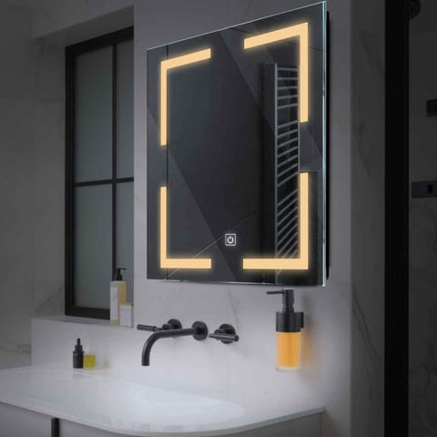 LED Spiegel Quadratisch | Touch-Schalter | Warmweißes Licht - Reyze Seria Salono Model 2