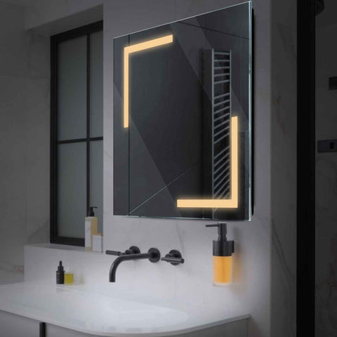 LED Spiegel Quadratisch | Wandschalter-Steuerung | Warmweißes Licht - Reyze Seria Salono Model 3