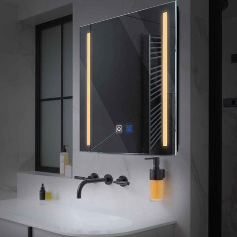 LED Spiegel Quadratisch | Touch-Schalter | Anti-Beschlag-Funktion | Warmweißes Licht - Reyze Seria Salono Model 5