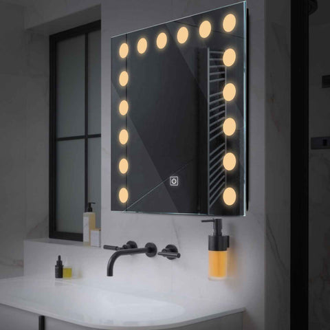 LED Spiegel Quadratisch | Touch-Schalter | Warmweißes Licht - Reyze Seria Salono Model 6