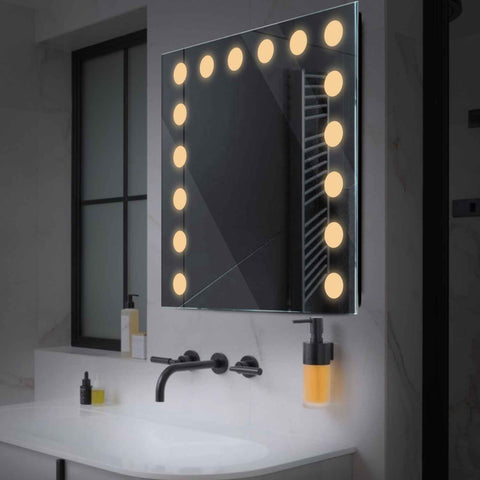 LED Spiegel Quadratisch | Wandschalter-Steuerung | Warmweißes Licht - Reyze Seria Salono Model 6