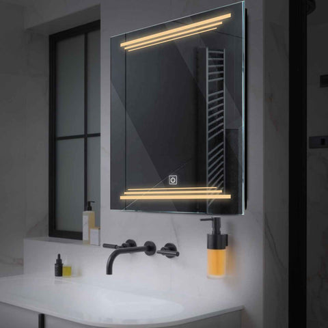 LED Spiegel Quadratisch | Touch-Schalter | Warmweißes Licht - Reyze Seria Salono Model 7