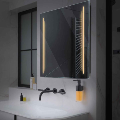 LED Spiegel Quadratisch | Wandschalter-Steuerung | Warmweißes Licht - Reyze Seria Salono Model 8