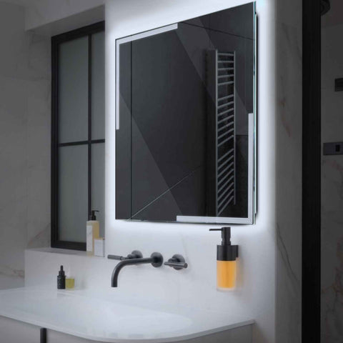 LED Spiegel Quadratisch | Wandschalter-Steuerung | Kaltweißes Licht - Reyze Seria Edge Model 2