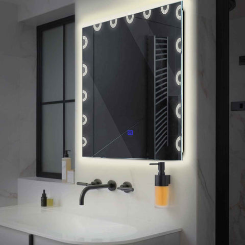 LED Spiegel Quadratisch | Touch-Schalter | Neutralweißes Licht - Reyze Seria Edge Model 4