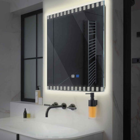 LED Spiegel Quadratisch | Touch-Schalter | Anti-Beschlag-Funktion | Neutralweißes Licht - Reyze Seria Edge Model 6