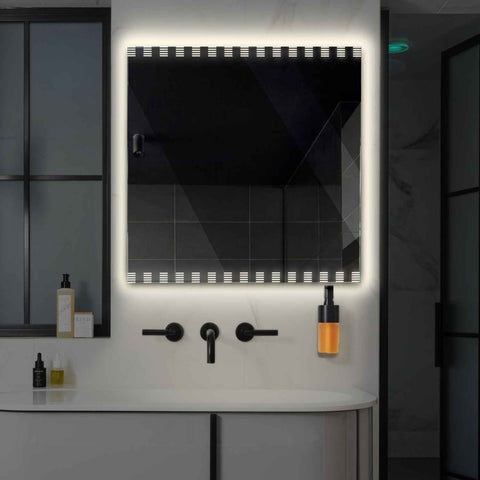 LED Spiegel Quadratisch | Wandschalter-Steuerung | Neutralweißes Licht - Reyze Seria Edge Model 6