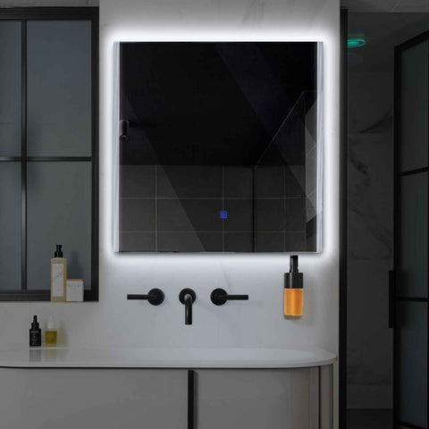 LED Spiegel Quadratisch | Touch-Schalter | Kaltweißes Licht - Reyze Seria Edge Model 7