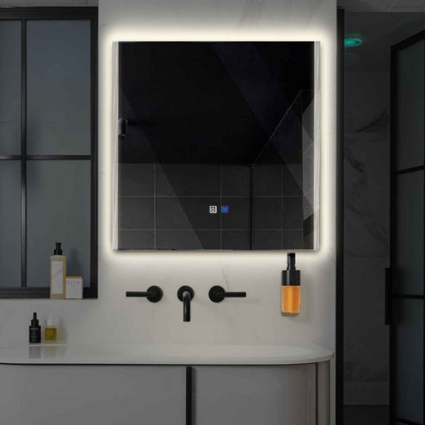 LED Spiegel Quadratisch | Touch-Schalter | Anti-Beschlag-Funktion | Neutralweißes Licht - Reyze Seria Edge Model 7