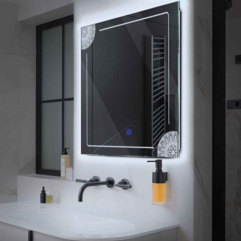 LED Spiegel Quadratisch | Touch-Schalter | Kaltweißes Licht - Reyze Seria Good Vibes Model 7