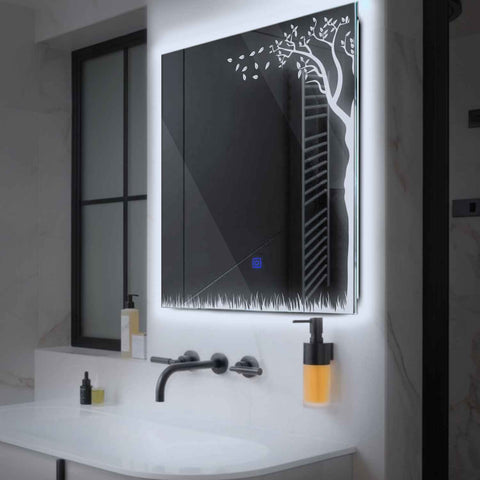 LED Spiegel Quadratisch | Touch-Schalter | Kaltweißes Licht - Reyze Seria Good Vibes Model 8