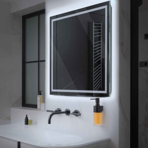 LED Spiegel Quadratisch | Wandschalter-Steuerung | Kaltweißes Licht - Reyze Seria Minimal Model 1