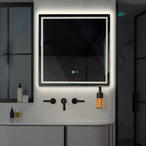 LED Spiegel Quadratisch | Touch-Schalter | Anti-Beschlag-Funktion | Neutralweißes Licht - Reyze Seria Minimal Model 1