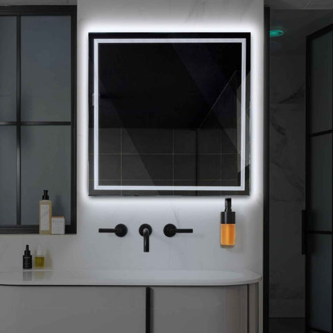 LED Spiegel Quadratisch | Wandschalter-Steuerung | Kaltweißes Licht - Reyze Seria Minimal Model 1