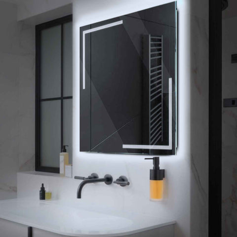 LED Spiegel Quadratisch | Wandschalter-Steuerung | Kaltweißes Licht - Reyze Seria Minimal Model 2