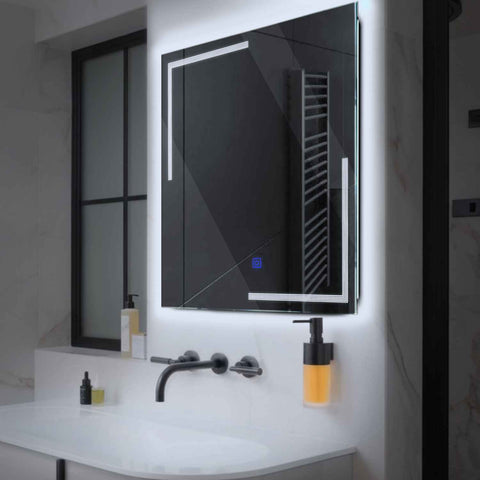 LED Spiegel Quadratisch | Touch-Schalter | Kaltweißes Licht - Reyze Seria Minimal Model 2