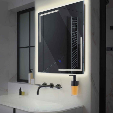 LED Spiegel Quadratisch | Touch-Schalter | Neutralweißes Licht - Reyze Seria Minimal Model 2