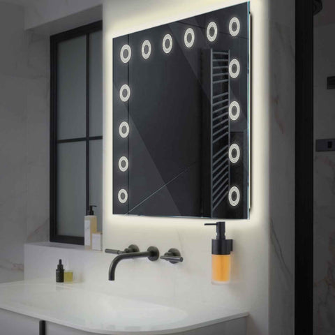 LED Spiegel Quadratisch | Wandschalter-Steuerung | Neutralweißes Licht - Reyze Seria Minimal Model 4