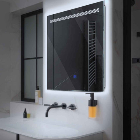 LED Spiegel Quadratisch | Touch-Schalter | Kaltweißes Licht - Reyze Seria Minimal Model 5