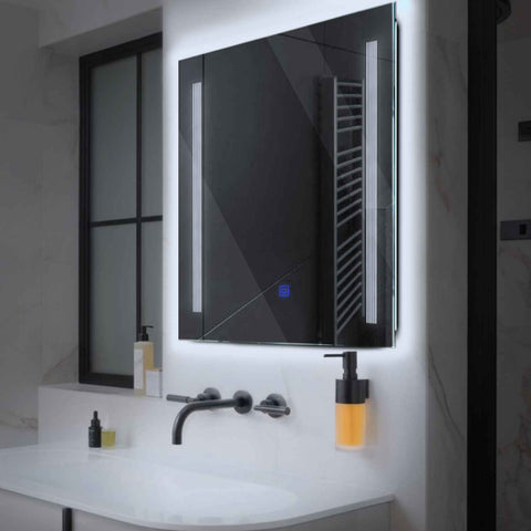 LED Spiegel Quadratisch | Touch-Schalter | Kaltweißes Licht - Reyze Seria Minimal Model 7