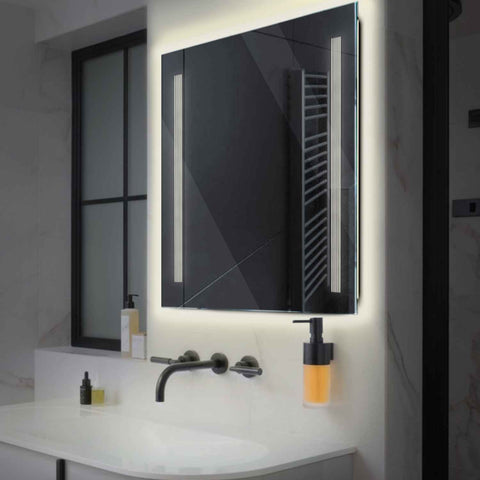 LED Spiegel Quadratisch | Wandschalter-Steuerung | Neutralweißes Licht - Reyze Seria Minimal Model 7