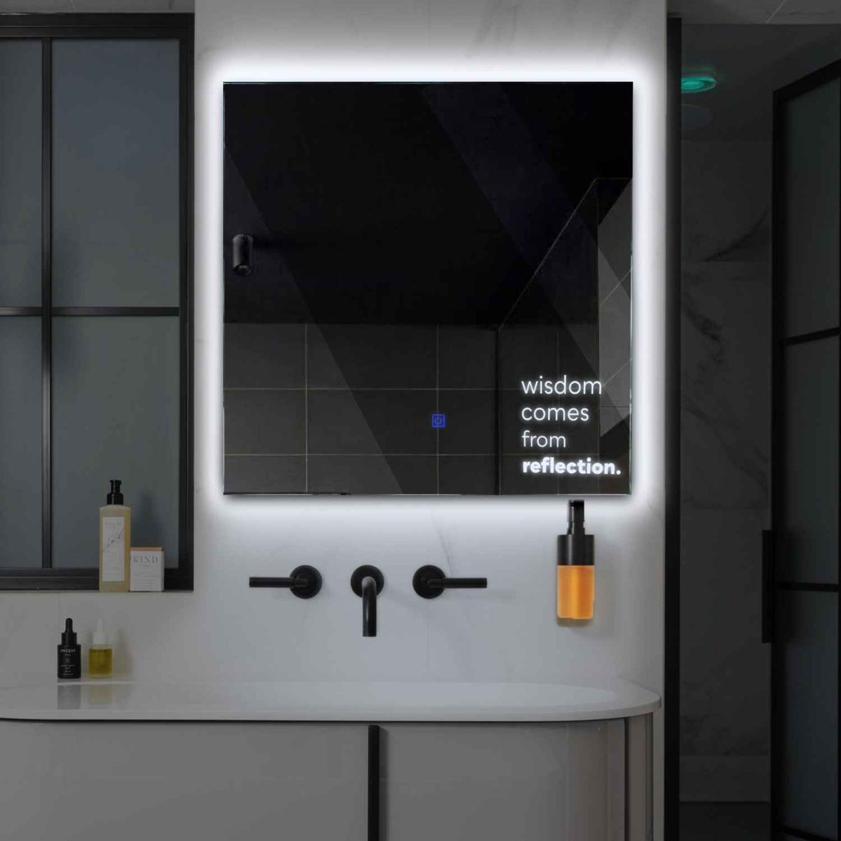 LED Spiegel Quadratisch | Touch-Schalter | Kaltweißes Licht - Reyze Seria Motivated Model 1