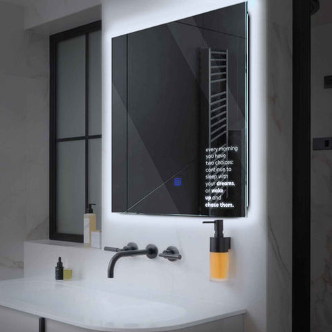 LED Spiegel Quadratisch | Touch-Schalter | Kaltweißes Licht - Reyze Seria Motivated Model 2